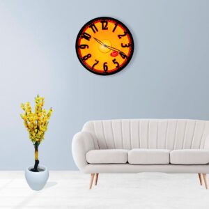 Fluorescent Round Orange Wall Clock with Dome Glass - Image 4