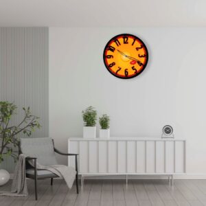 Fluorescent Round Orange Wall Clock with Dome Glass - Image 3