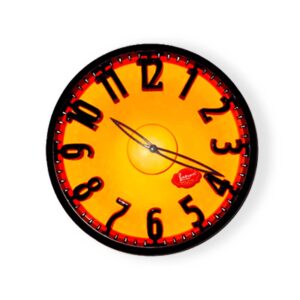Fluorescent Round Orange Wall Clock with Dome Glass - Image 5