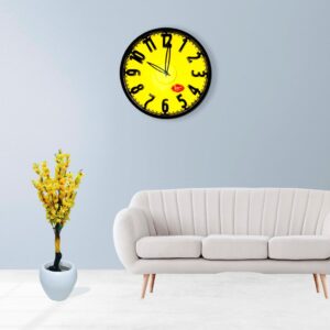 Fluorescent Round Yello Wall Clock with Dome Glass - Image 3