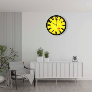 Fluorescent Round Yello Wall Clock with Dome Glass - Image 2