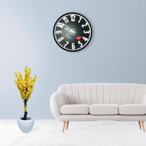 Fluorescent Round Black Wall Clock with Dome Glass - Image 3