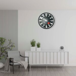 Fluorescent Round Black Wall Clock with Dome Glass - Image 4