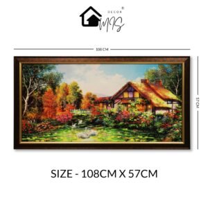 Cottage Garden Resin Painting with Swans - Image 2