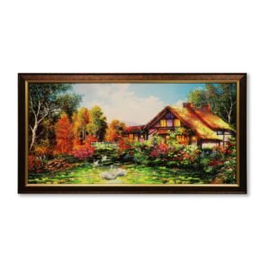 Cottage Garden Resin Painting with Swans - Image 6