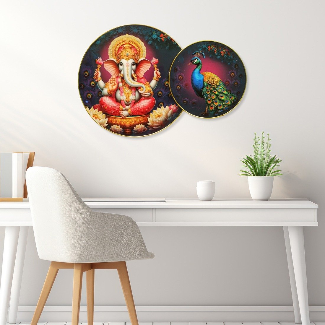 Divine Ganesha with Regal Peacock