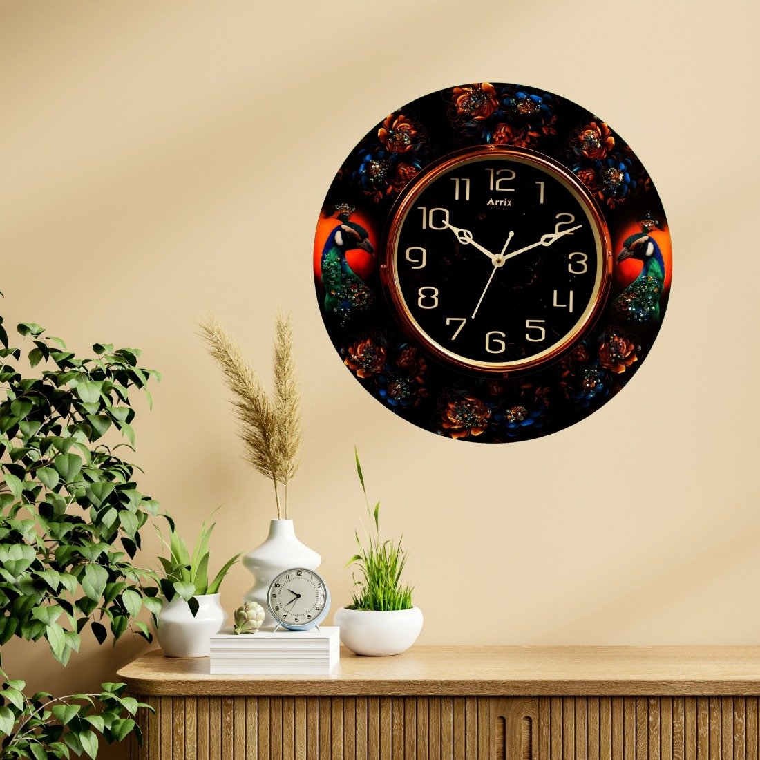 Ember Peacock Resin Clock