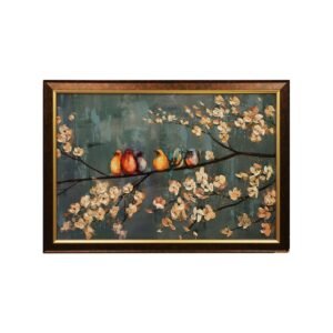 Floral Birds Crystal Embossed Framed Painting - Image 3
