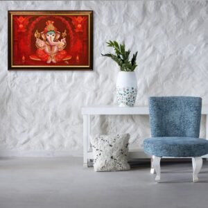 Ganesha Crystal Embossed Framed Painting - Image 1
