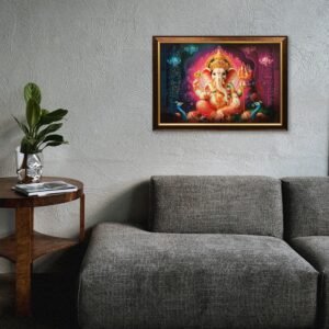 Ganesha Divin Crystal Embossed Framed Painting - Image 1
