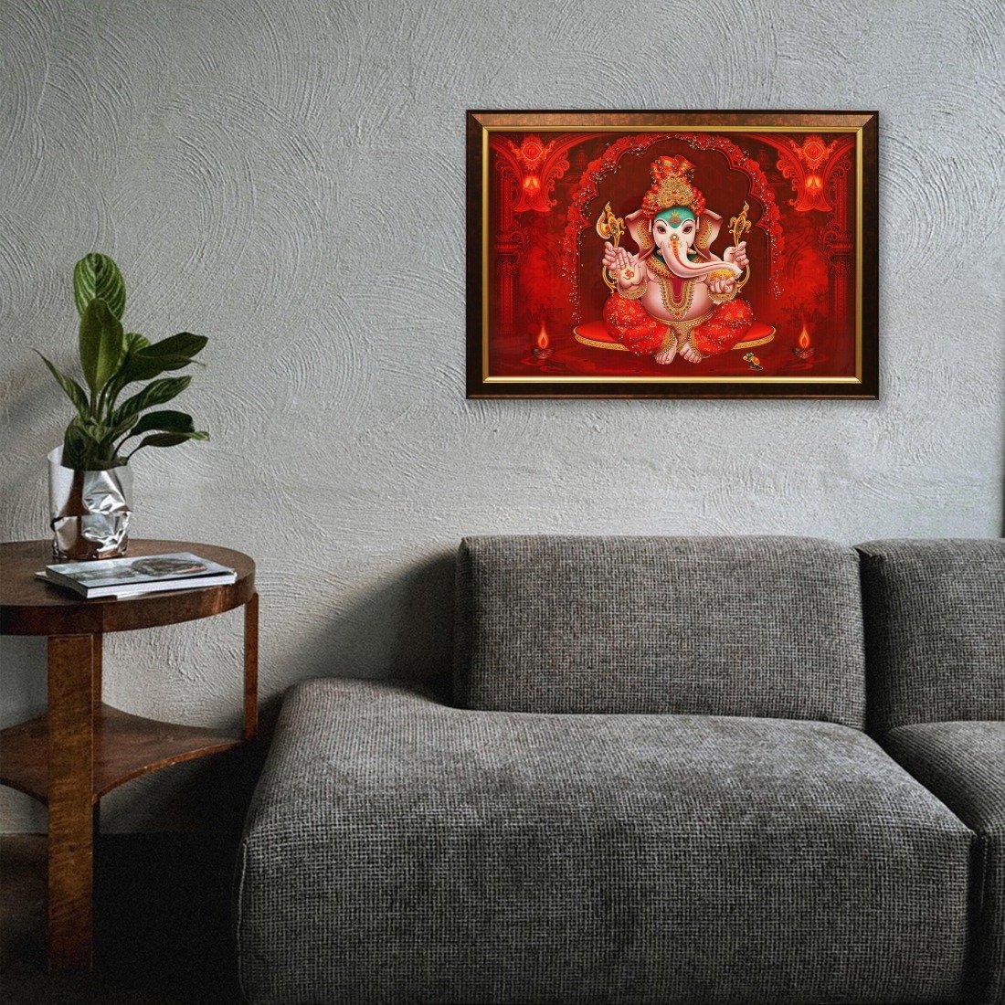 Ganesha Divine Crystal Embossed Framed Painting