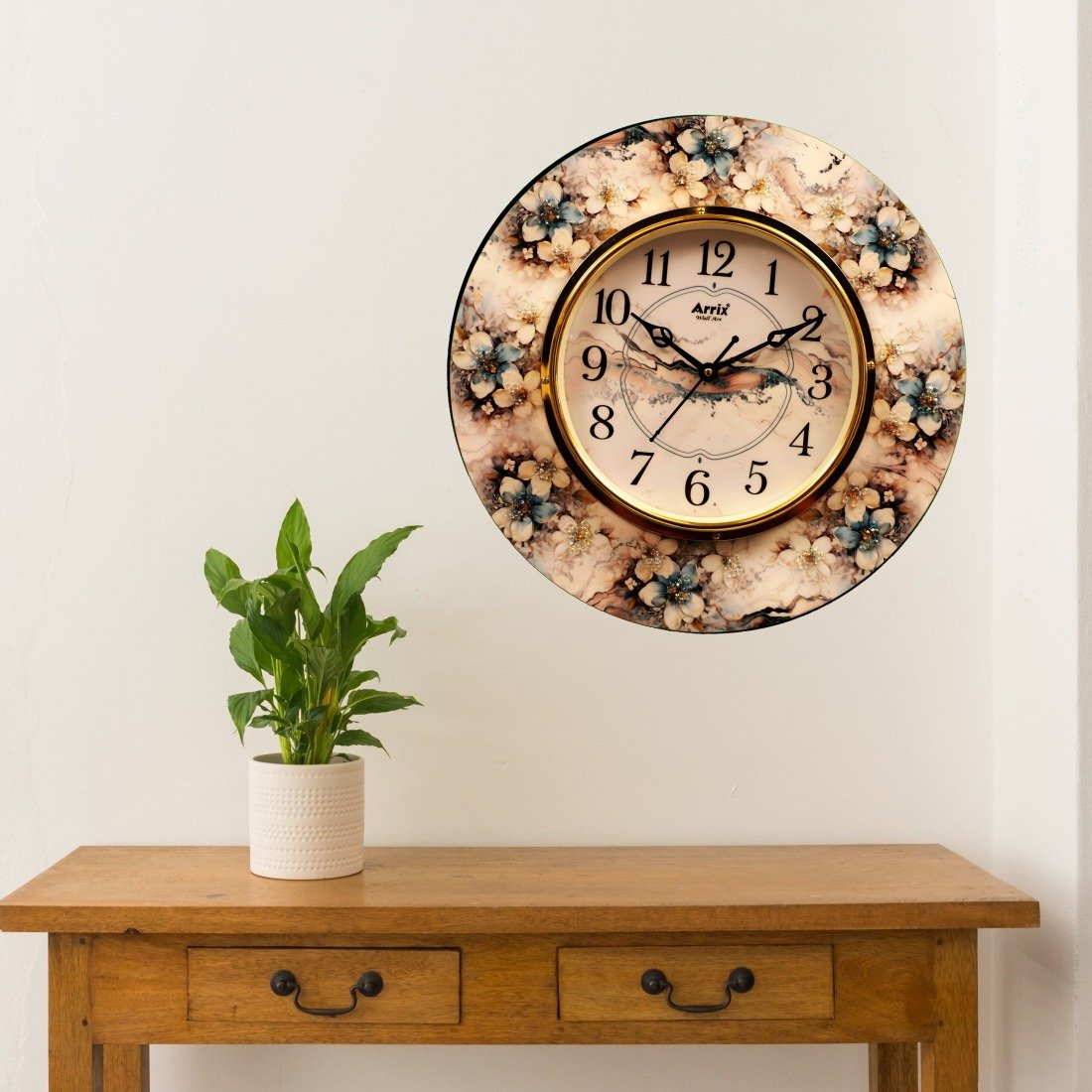 Golden Bloom Resin Clock