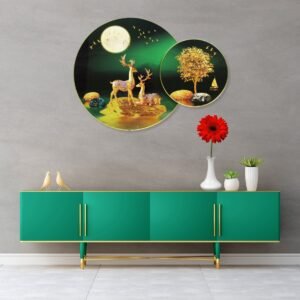 Golden Dear with mood Green BG - Image 1