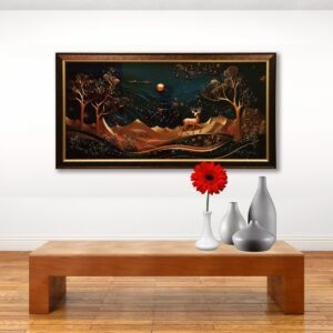 Golden Deer Resin Wall Painting - Image 3