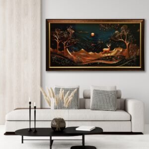 Golden Deer Resin Wall Painting - Image 1