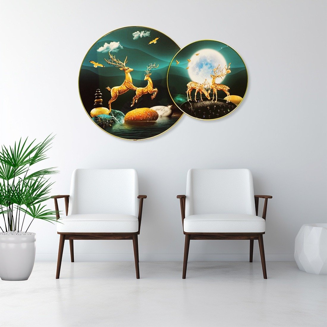 Golden Deer in Moonlit Tranquility