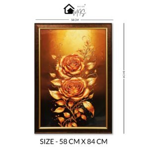 Golden Roses Crystal Embossed Framed Painting - Image 2