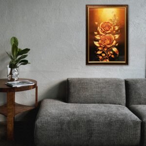 Golden Roses Crystal Embossed Framed Painting - Image 4