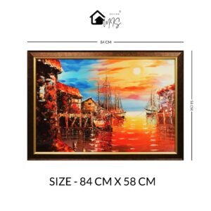 Harbor Sunset Crystal Embossed Framed Painting - Image 2