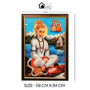 Jai Hanuman Crystal Embossed Framed Painting - Image 2