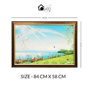 Lakeside Serenity Crystal Embossed Framed Painting - Image 3