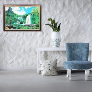 Lush Waterfalls Crystal Embossed Framed Painting - Image 3