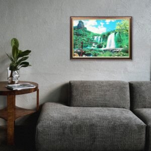Lush Waterfalls Crystal Embossed Framed Painting - Image 1