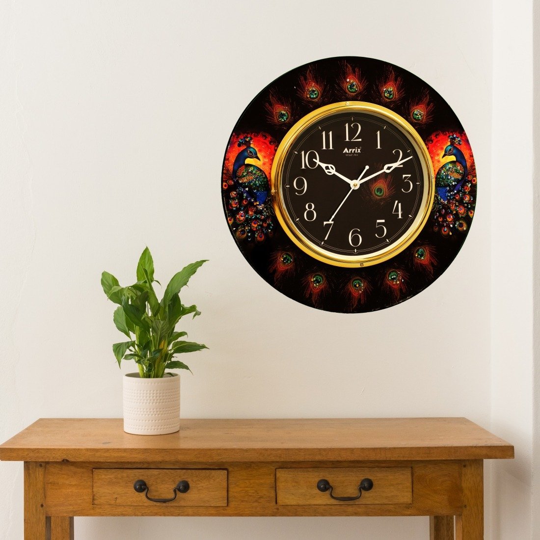 Majestic Peacock Resin Clock