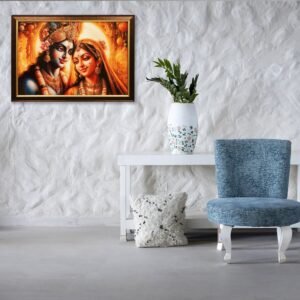 Radha Krishan Couple Crystal Embossed Framed Painting - Image 3
