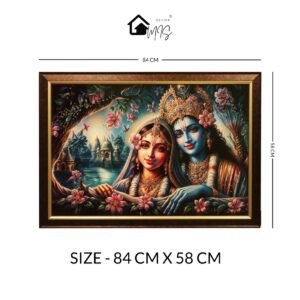 Radha Krishan Sunset Crystal Embossed Framed Painting - Image 2