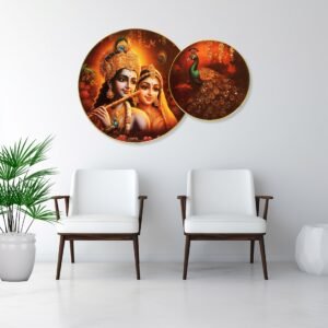 Radha Krishna with Peacock Divine Wall Art - Image 2