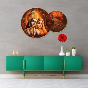Radha Krishna with Peacock Divine Wall Art - Image 4