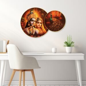 Radha Krishna with Peacock Divine Wall Art - Image 1