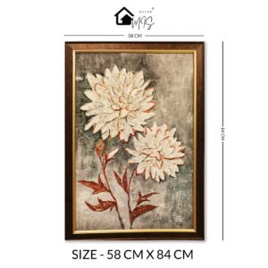 White Flowers Crystal Embossed Framed Painting - Image 3