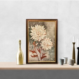 White Flowers Crystal Embossed Framed Painting - Image 2